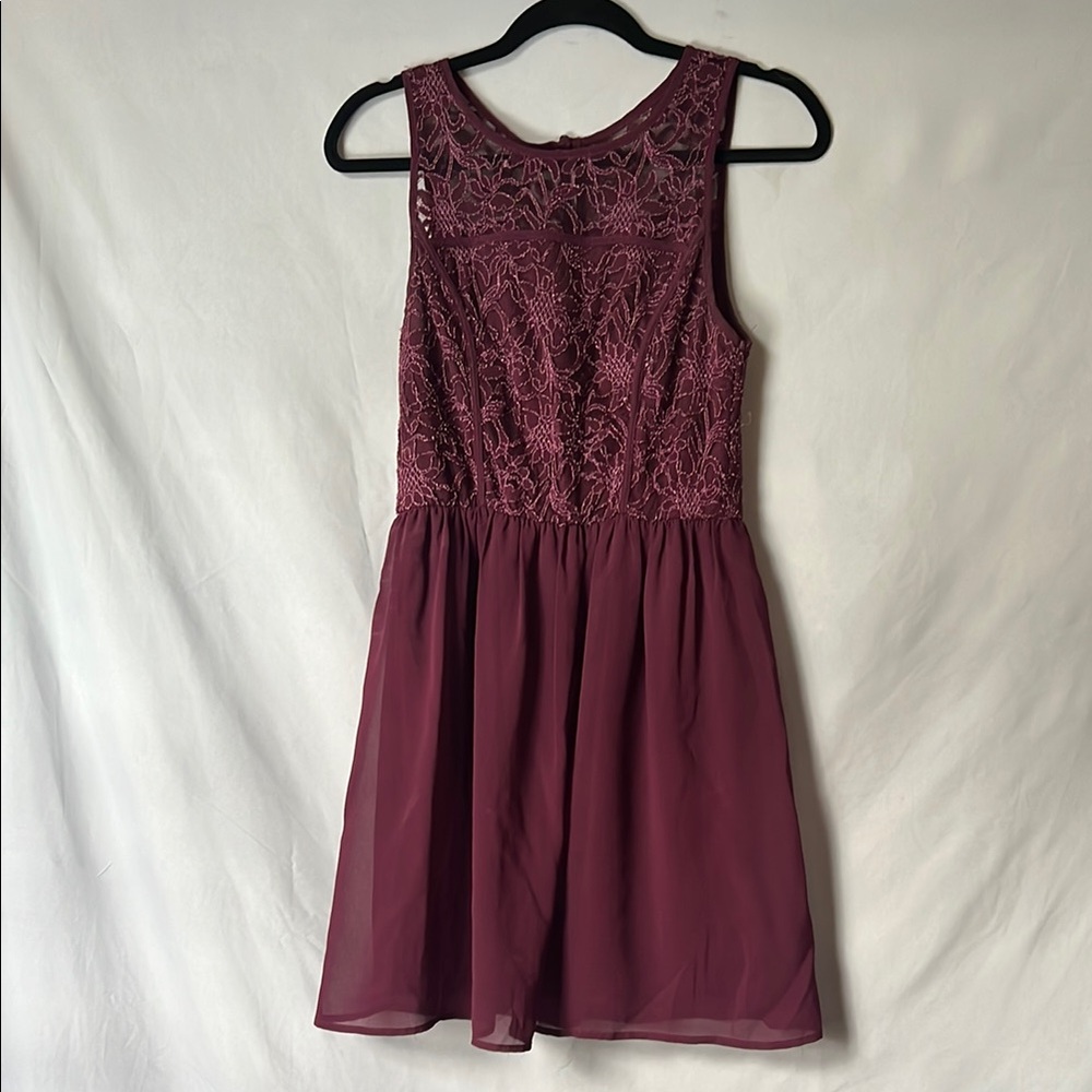 Alya eggplant lace bodice mini dress | size M